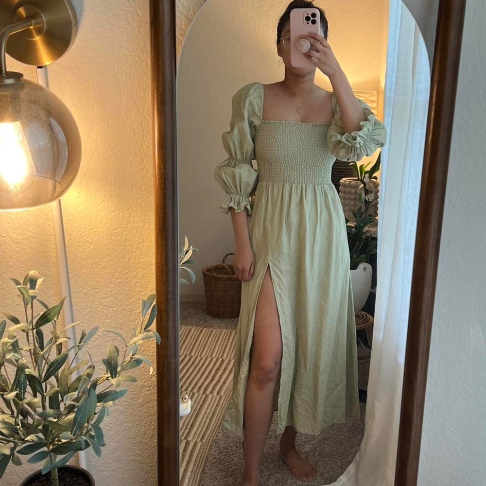 REFORMATION Hyland Linen Dress in Dried Herbs | Size M | Sold Out Blogger Fav! - Picture 5 of 5